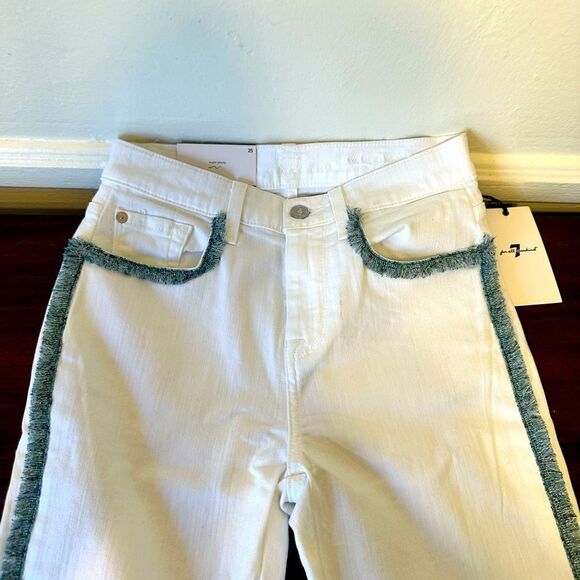 Seven for all mankind fringe high waist ankle skinny jeans size 25, NWT - Picture 12 of 14